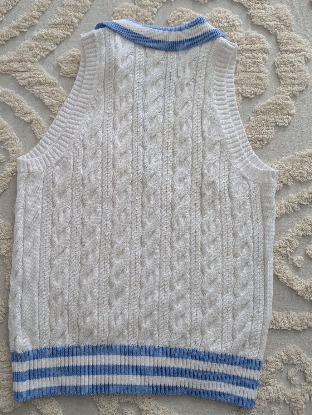 Lilly Pulitzer Suzette Sweater Tank Sleeveless Golf Polo Cableknit White Blue XS - Picture 4 of 10